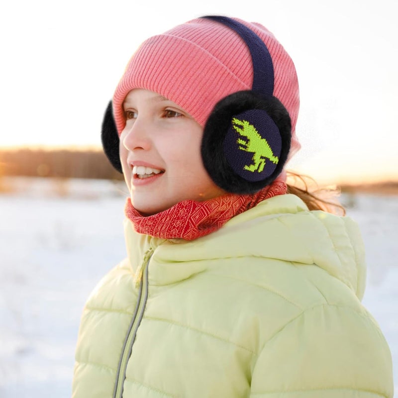 BUTITNOW Toddler Kids Knit Dinosaur Earmuffs Soft Plush Comfortable Winter Outdoor Ear Warmers for Boys Girls - Image 4